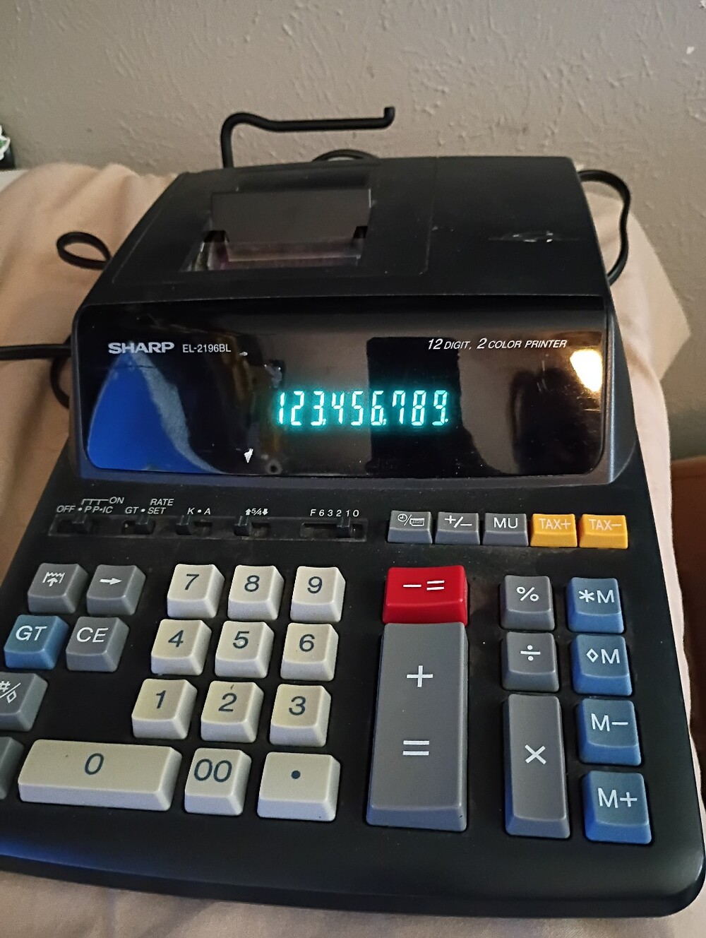 Sharp EL-2196BL Printing Calculator in Black with Gray Keys